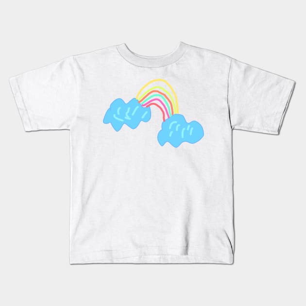 Blue clouds watercolor rainbow art Kids T-Shirt by Artistic_st